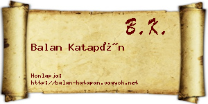 Balan Katapán névjegykártya